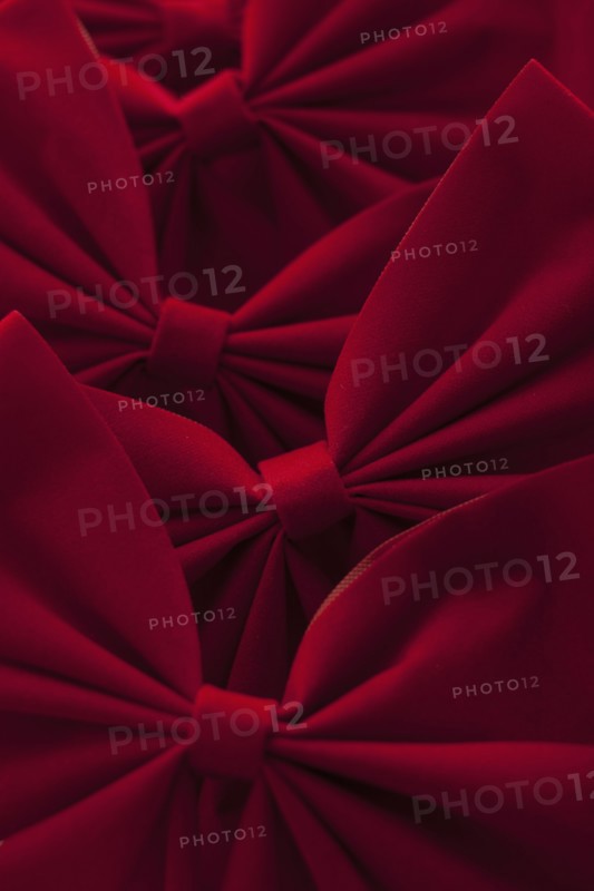 Studio Shot of red velvet bows. Photo : Mike Kemp