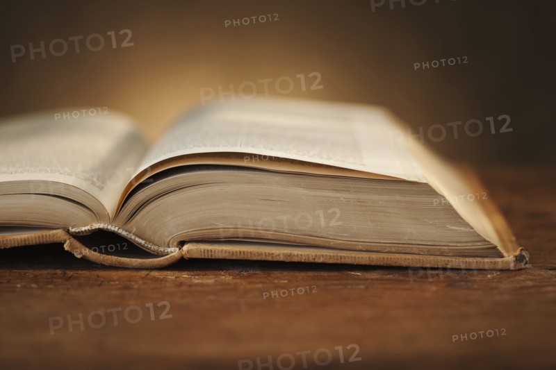 Close-up of open book.
