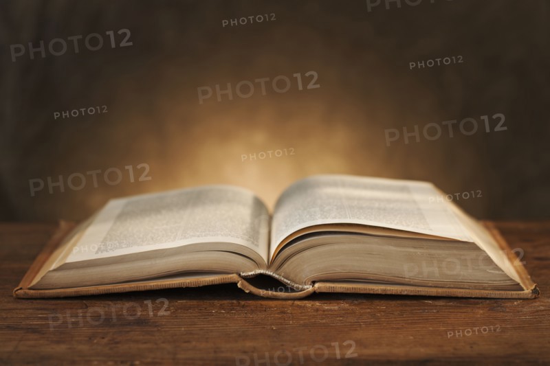 Close-up of open book.