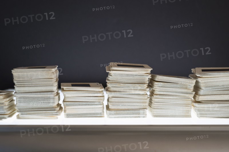 Stacks of slides.