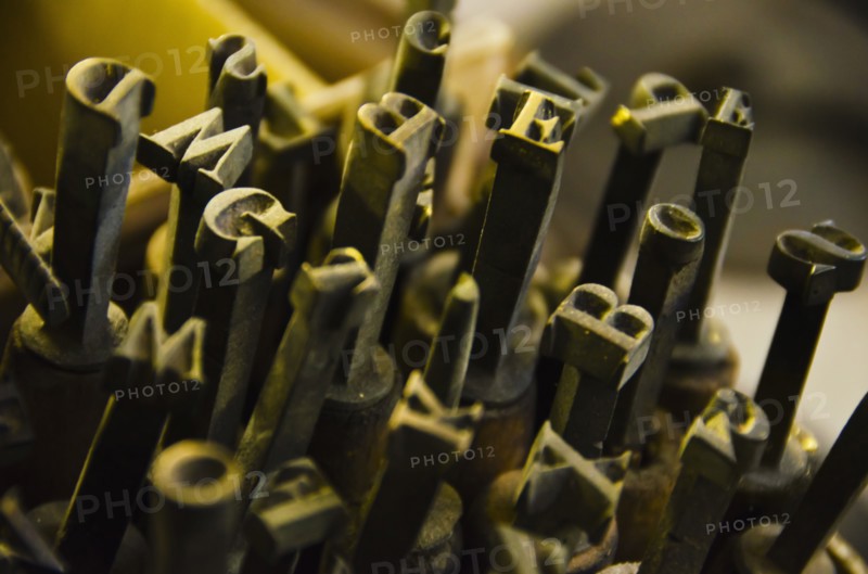 Close up of fonts from antique book binding.