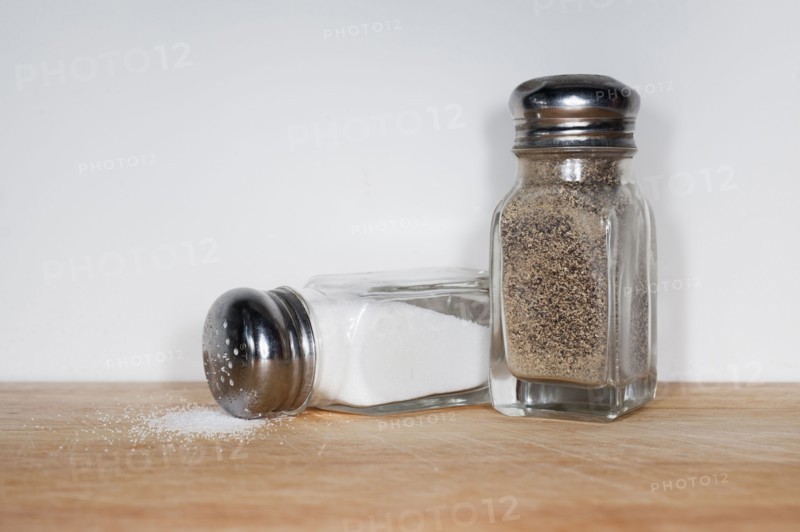 Spilled salt and pepper.