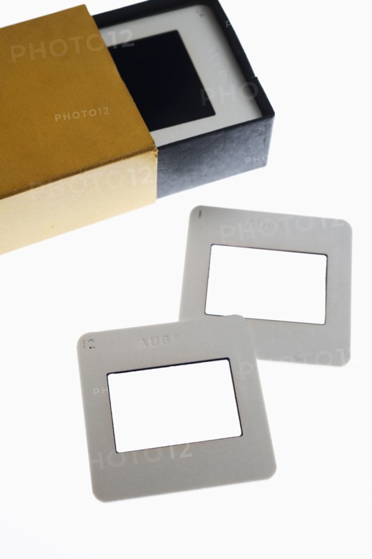 Close up of slides and on light box.