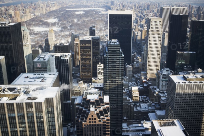USA, New York City, View of Manhattan covered with snow, with Central Park in background. Photo : fotog