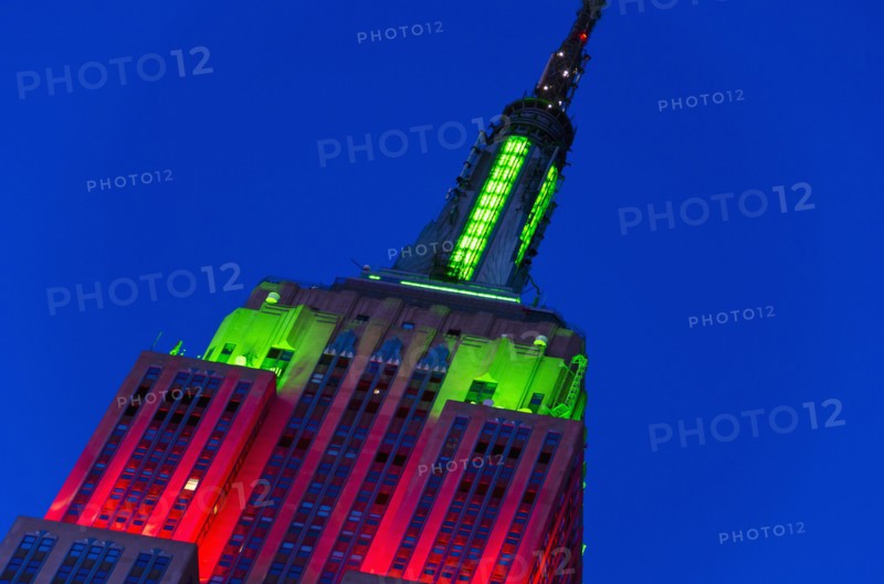 USA, New York City, Low angle view of Empire State Building.