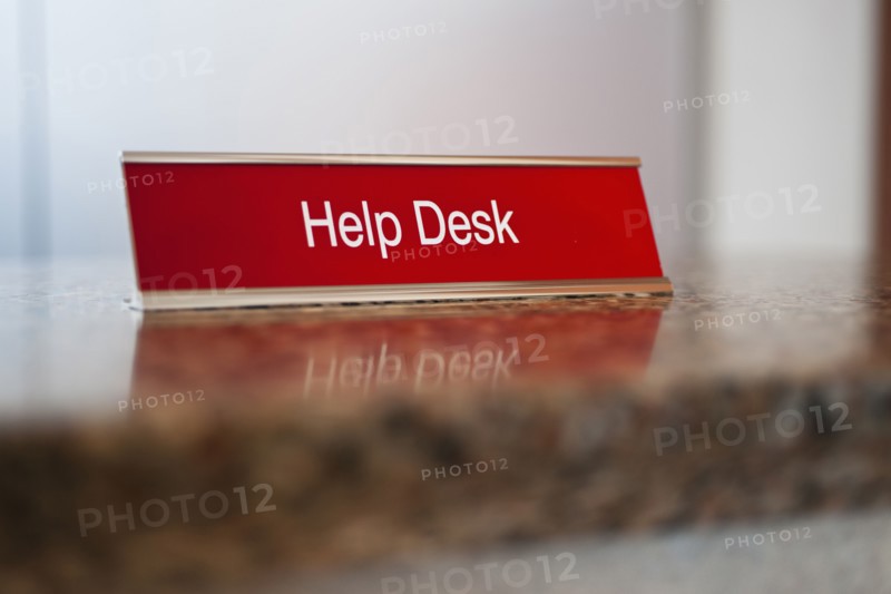 Help desk sign.