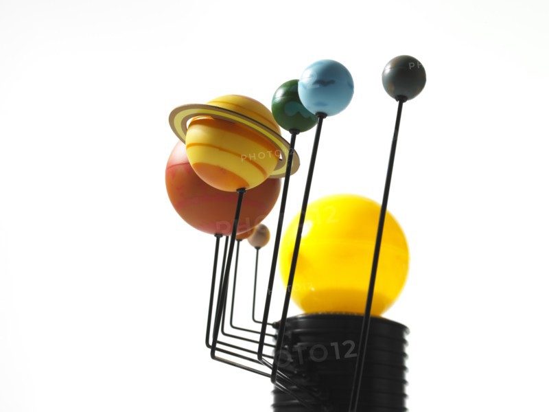 Solar system model on white background. Photo: David Arky