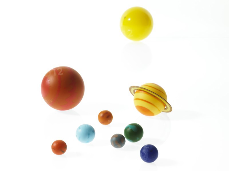Solar system planets on white background. Photo: David Arky