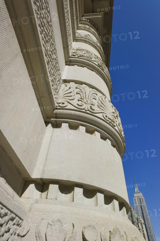 USA, New York, New York City, close up of building with column.
