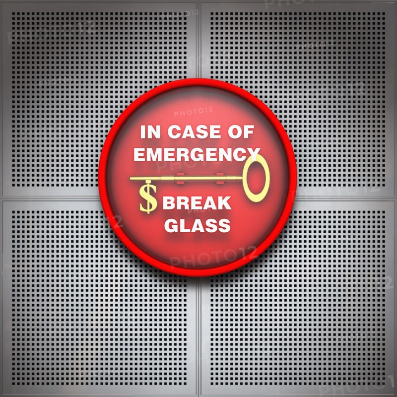 Emergency sign with Dollar symbol. Photo : Jon Boyes