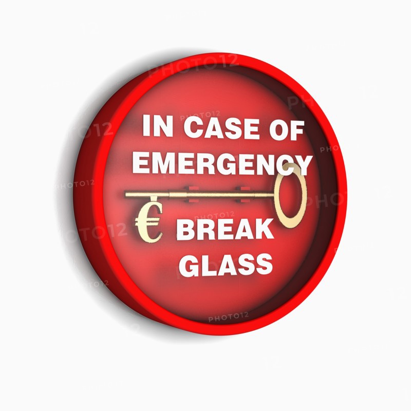 Emergency sign with Euro symbol. Photo: Jon Boyes