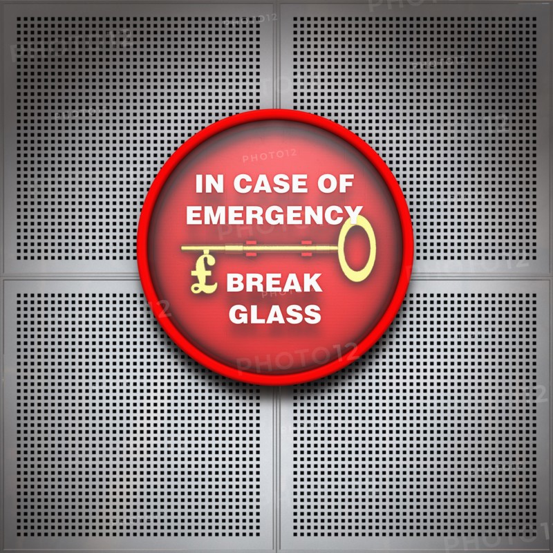 Emergency sign with Dollar symbol. Photo: Jon Boyes