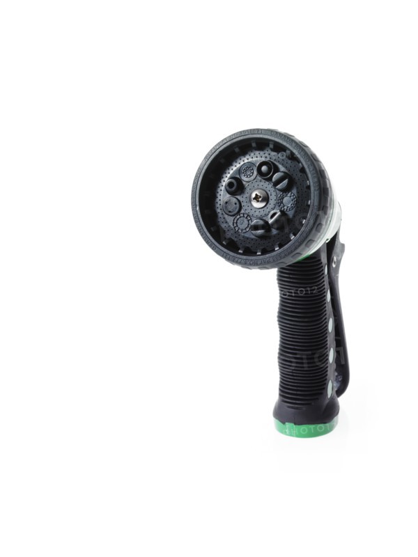 Studio shot of garden hose nozzle. Photo: David Arky