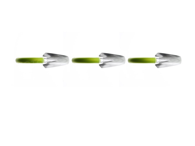 Studio shot of three spades in row. Photo : David Arky