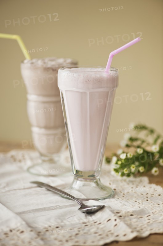 Close up of strawberry ice cream soda.