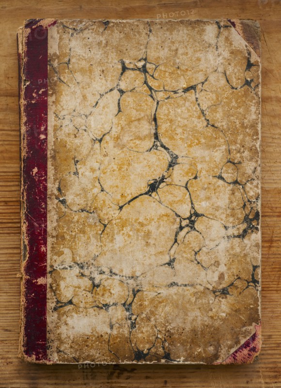 Close up of antique book cover.
