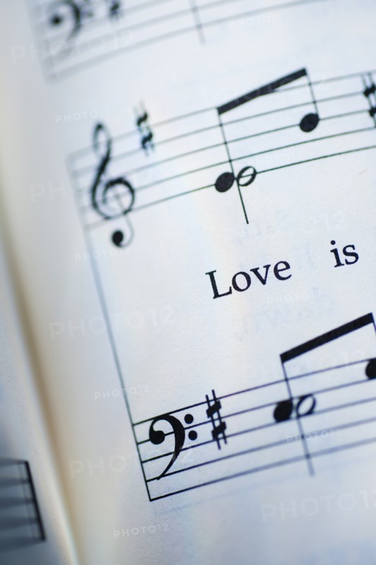 Close up of sheet music with notes.