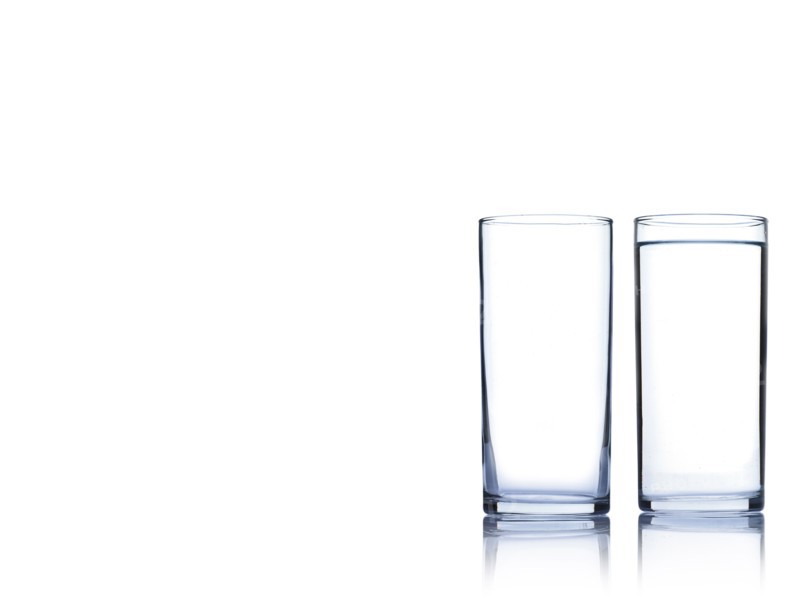 Studio shot of two glasses of water. Photo : David Arky