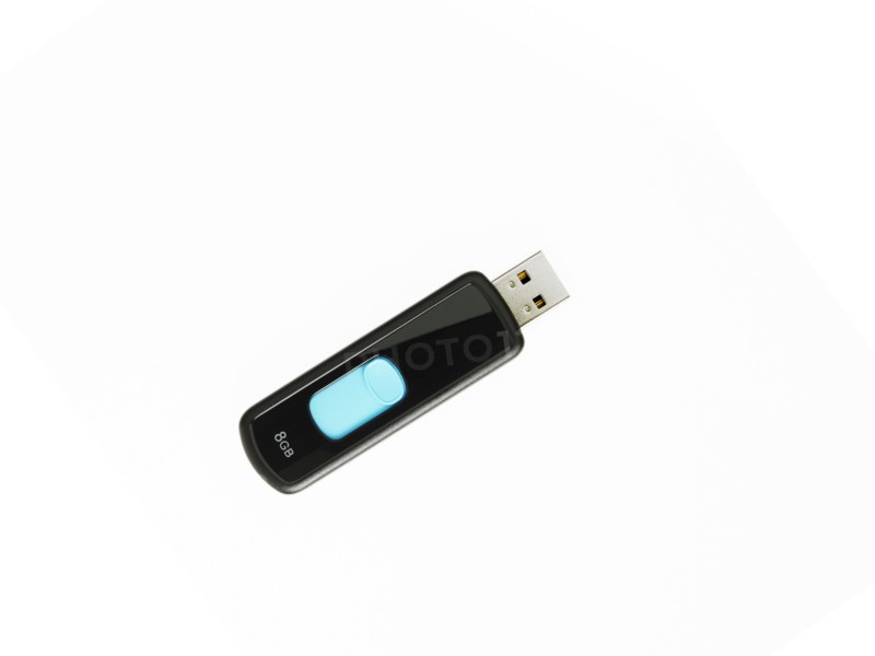 USB stick on white background. Photo: David Arky