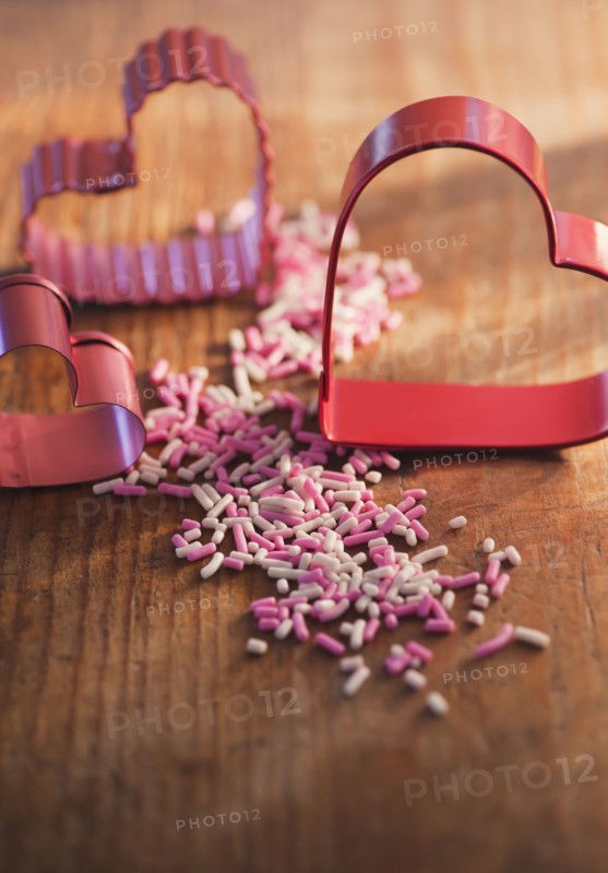 Studio shot of heart-shaped pastry cutters. Photo: Daniel Grill
