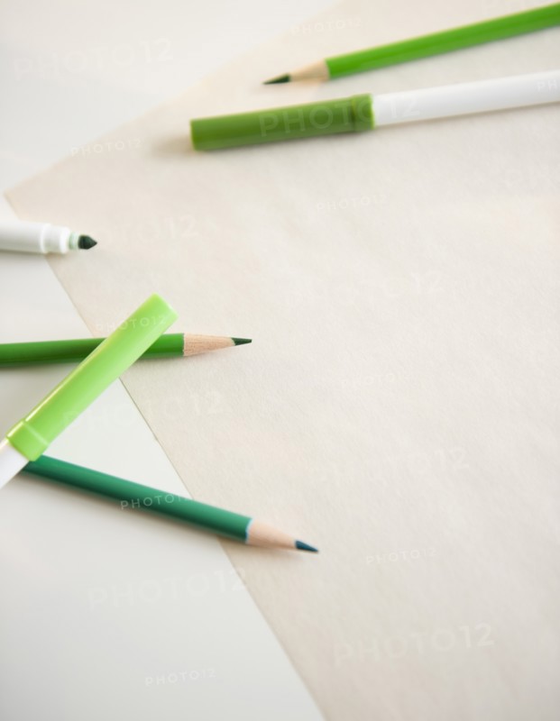 Studio shot of green pencils. Photo: Jamie Grill Photography