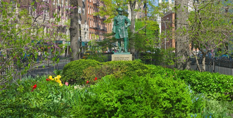USA, New York, New York City, Christopher Park, Sheridan statue.