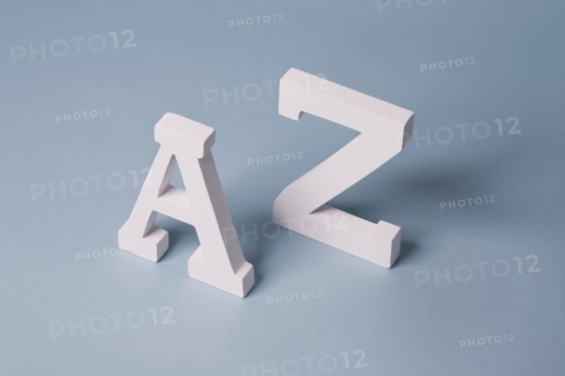 A and Z 3d letters on blue background. Photo : Chris Hackett