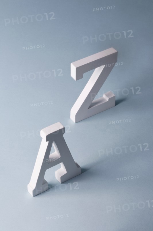 A and Z 3d letters on blue background. Photo : Chris Hackett