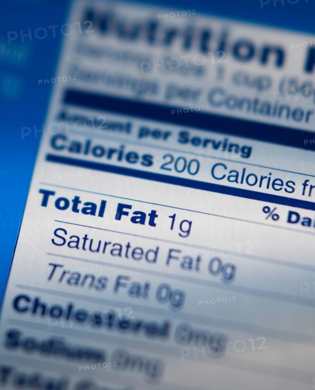 Close-up of nutrition information.