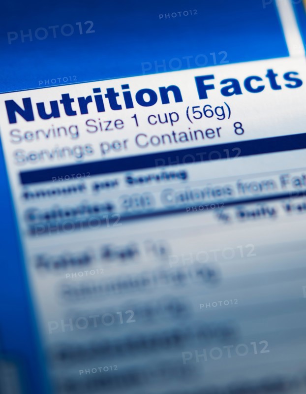 Close-up of nutrition information.