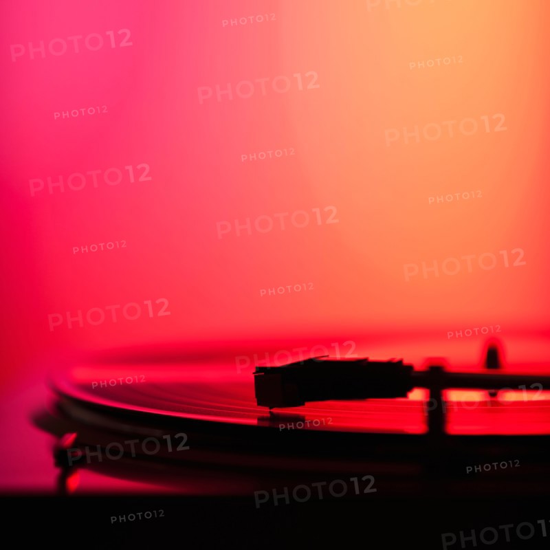 Close up of turntable on colored background. Photo: Daniel Grill