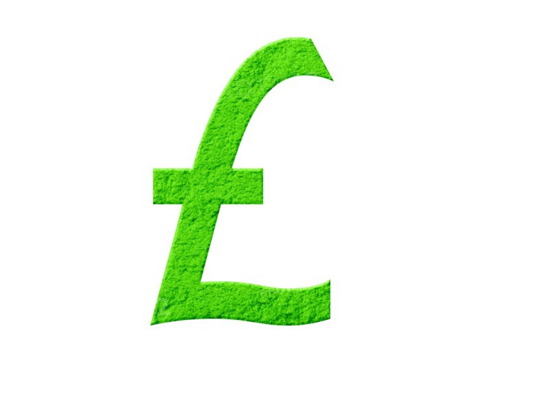 Studio shot of Wasabi Powder making British Pound Sign on white background. Photo: David Arky