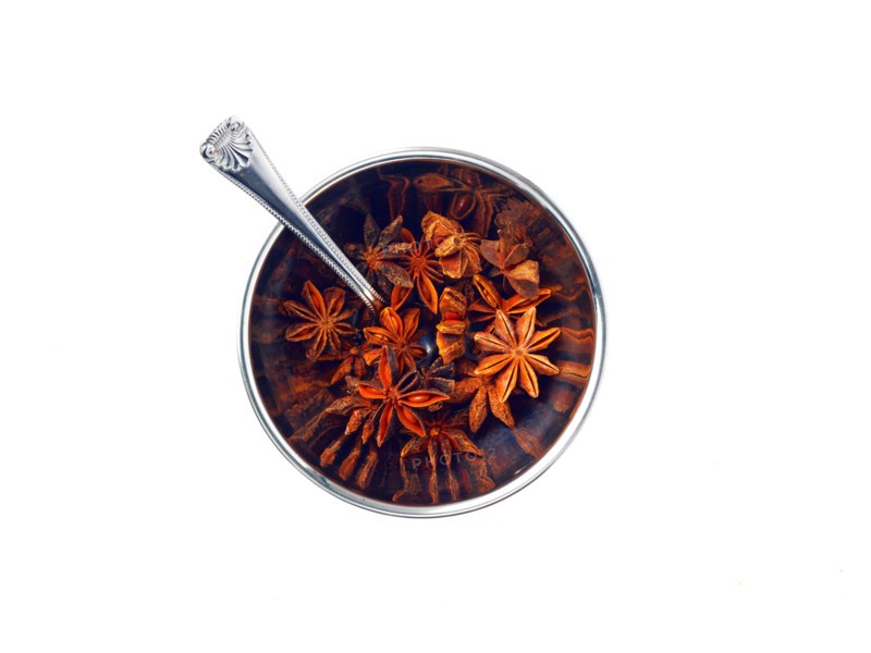 Studio shot of star anise in bowl. Photo: David Arky