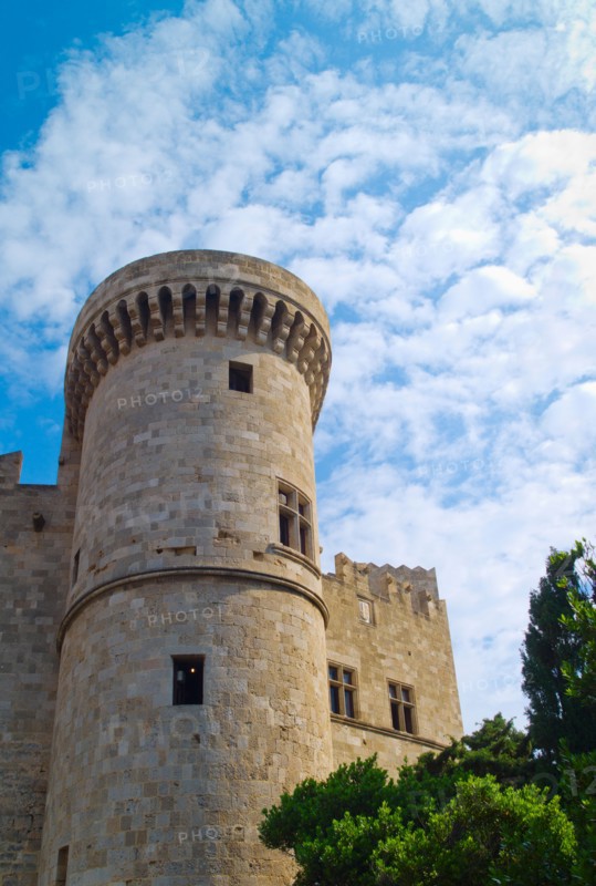 Greece, Rhodes, Medieval fortified wall.