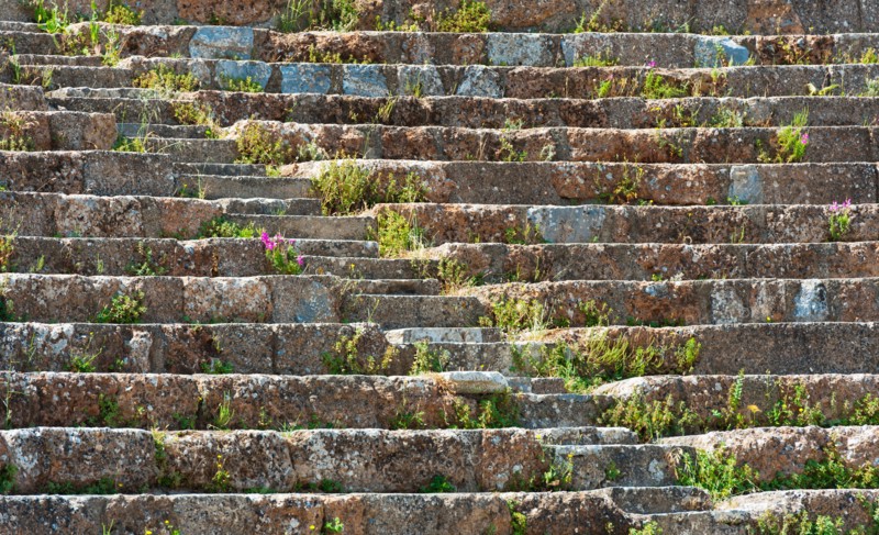 Turkey, Ephesus, Roman amphitheatre steps.