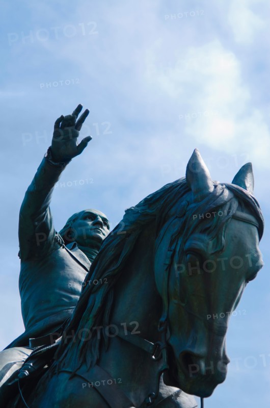 USA, New York City, Bowery, George Washington statue.