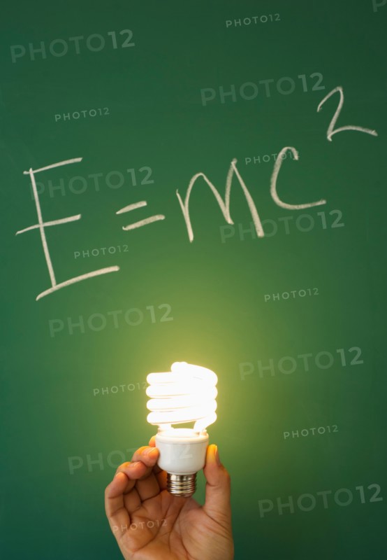 Theory of relativity on blackboard.