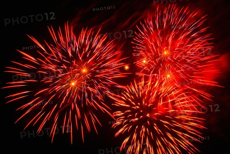Fireworks explosion against night sky.