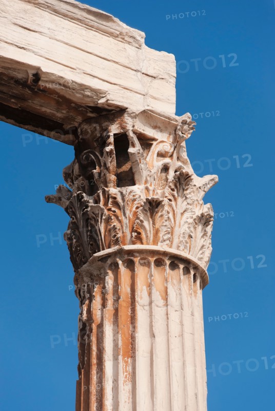 Greece, Athens, Corinthian column of Temple of Olympian Zeus.