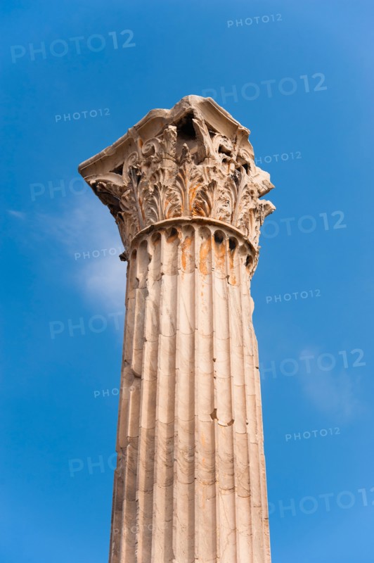 Greece, Athens, Corinthian column of Temple of Olympian Zeus.