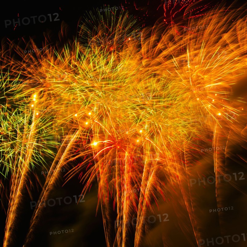 Fireworks explosion against night sky.