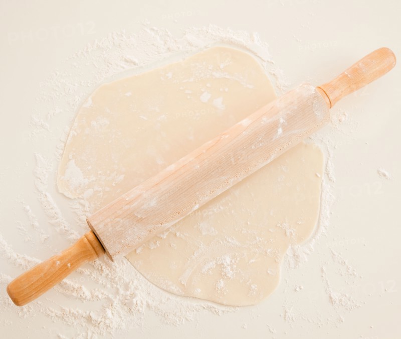 Close up of dough and roller pin. Photo: Jamie Grill