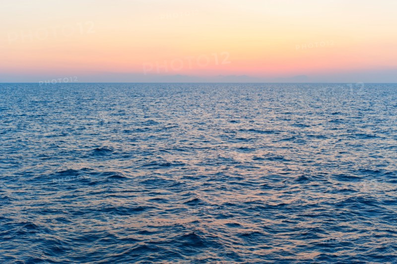 Aegean Sea horizon at sunset.