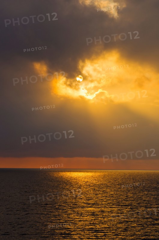 Aegean Sea horizon at sunset.