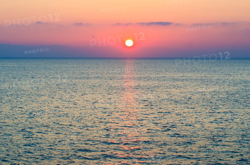 Aegean Sea horizon at sunset.