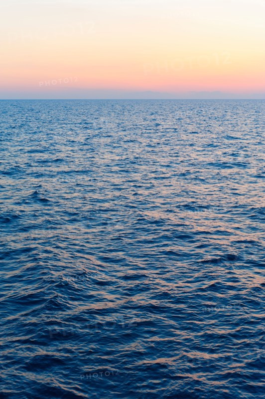 Aegean Sea horizon at sunset.