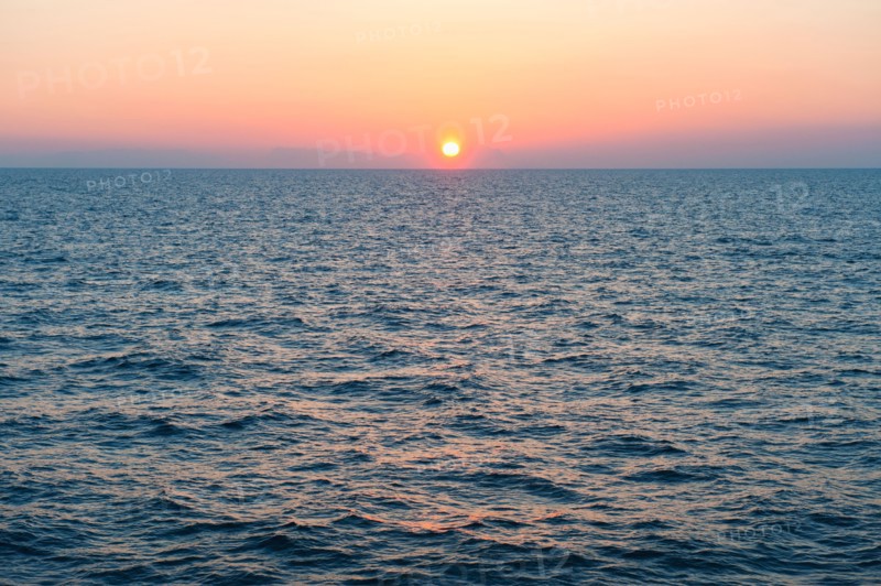 Aegean Sea horizon at sunset.