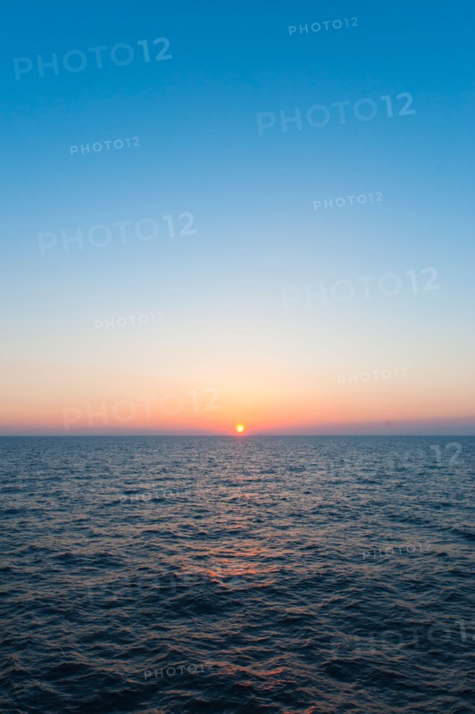 Aegean Sea horizon at sunset.