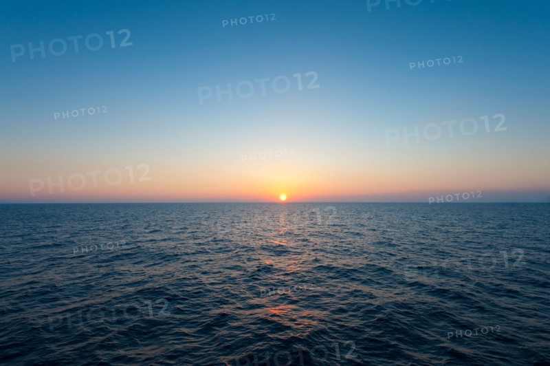Aegean Sea horizon at sunset.