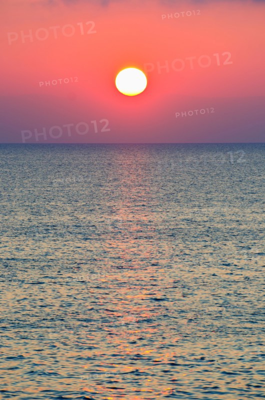 Aegean Sea horizon at sunset.